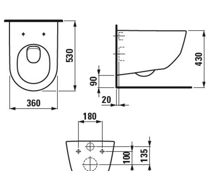 Laufen Pro, Унитаз подвесной с инсталляцией и кнопкой, 8.6996.6.940.041.2