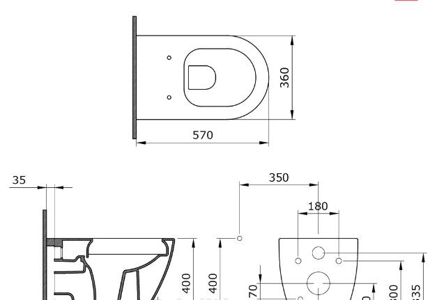 Bocchi Venezia, Унитаз подвесной, 1295-001-0129