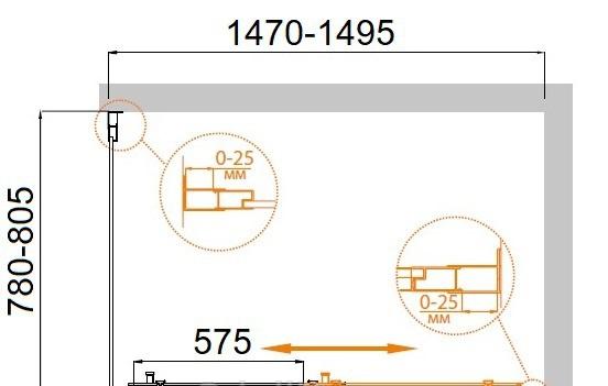 Душевой уголок - Cezares, Molveno, 80x150x190 см, MOLVENO-AH-11-150/80-P-Cr