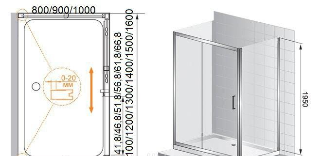 Душевой уголок - Cezares, Porta, 120x80x195 см, PORTA-AH-12-120/80-C-Cr / PORTA-D-AH-12-120/80-C-Cr