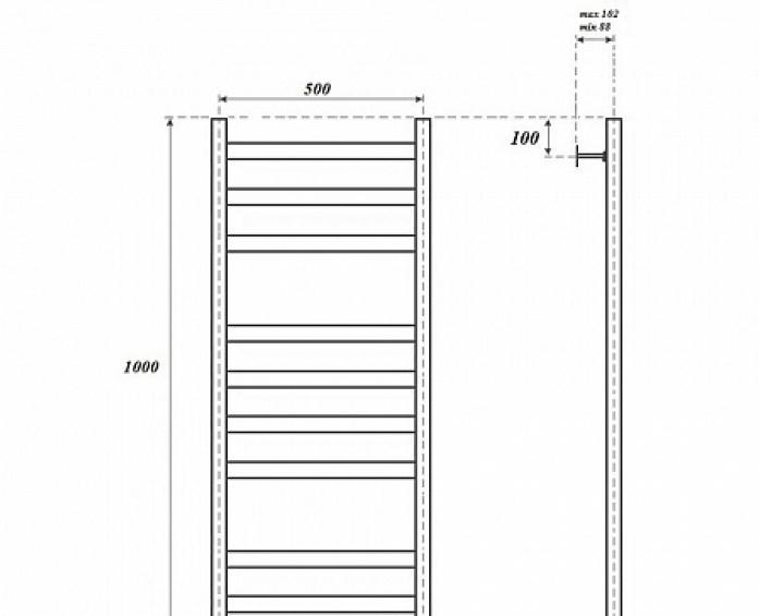 Полотенцесушитель электрический - Point, Меркурий, 8.8x53x100 см, PN83150WE
