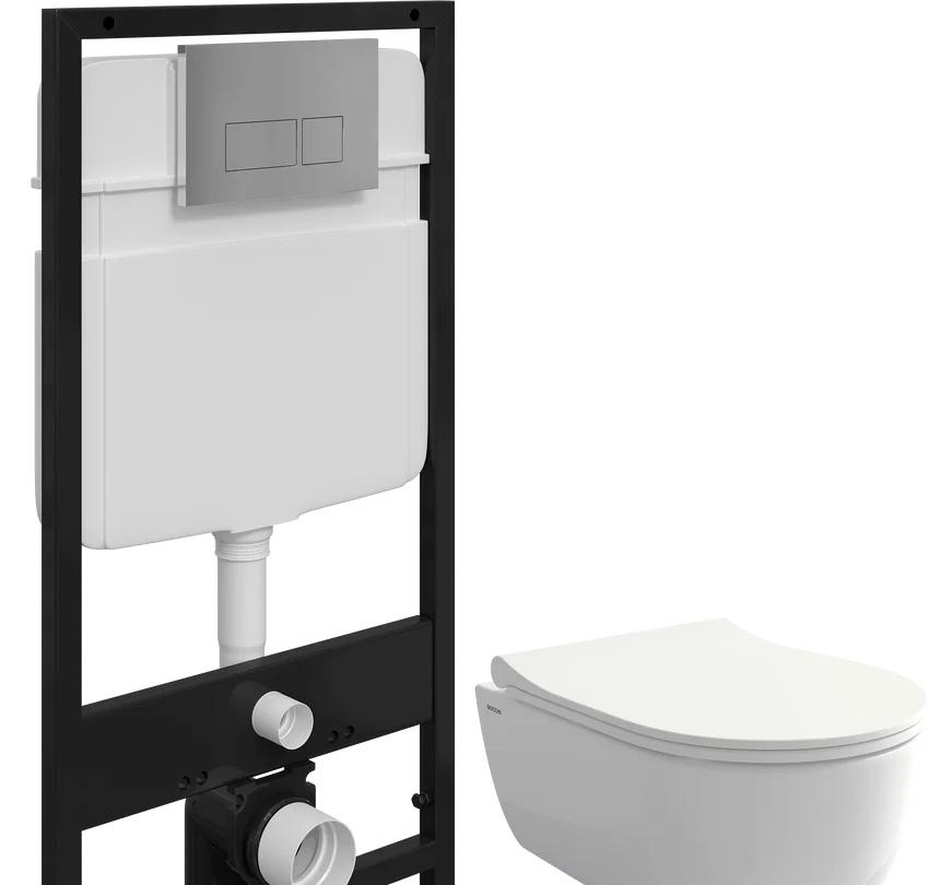 Bocchi V-Tondo, Унитаз подвесной с инсталляцией и кнопкой, 500.801.00.1