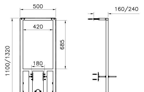 Инсталляция для биде - Vitra, без коллекции, 16x50x110 см, 780-5820