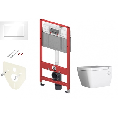 Tece Now, Унитаз подвесной с инсталляцией и кнопкой, 9400413.WC2