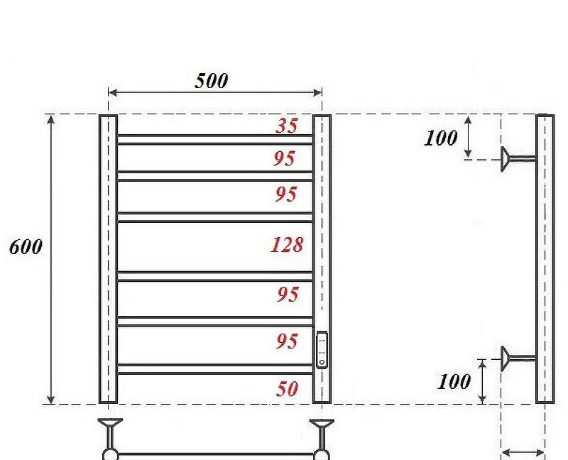 Полотенцесушитель электрический - Point, Меркурий, 7x53.2x60 см, PN10856B