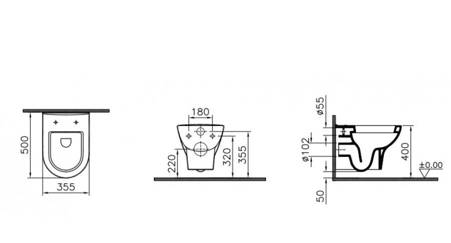 Vitra Zentrum, Унитаз подвесной, 5785B003-0075