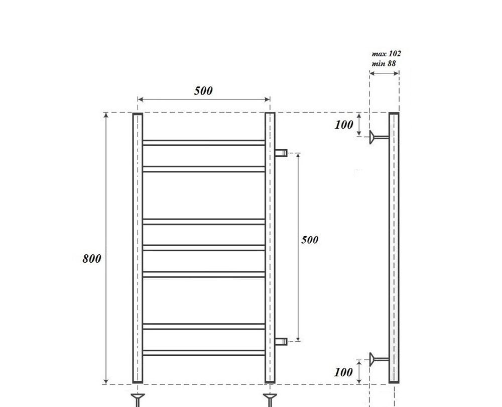 Полотенцесушитель водяной - Point, Аврора, 10.2x50x80 см, PN10558
