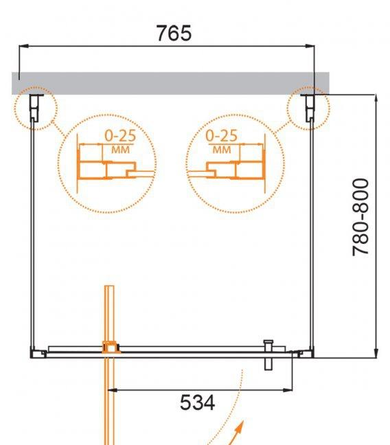 Душевой уголок - Cezares, Molveno, 80x80x195 см, MOLVENO-BA2-80/80-C-Cr-IV