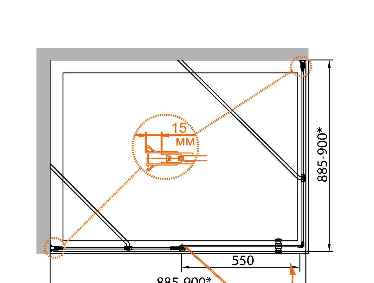 Душевой уголок - Cezares, Royal Palace, 80x90x195 см, ROYAL PALACE-AH-1-80/90-CP-G / ROYAL PALACE-A-AH-1-80/90-CP-G