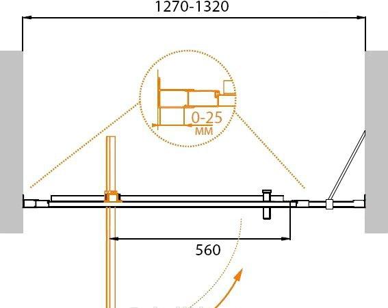 Душевая дверь - Cezares, Molveno, 130x190 см, MOLVENO-BA-11-100+30-C-Cr-IV