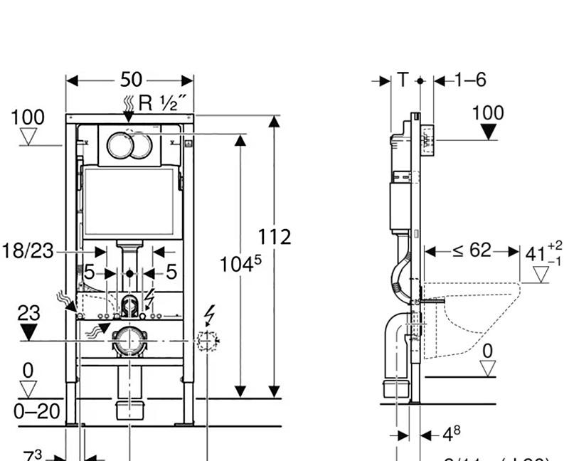 Инсталляция для унитаза - Geberit, Delta, 12x50x132 см, 458.149.21.1