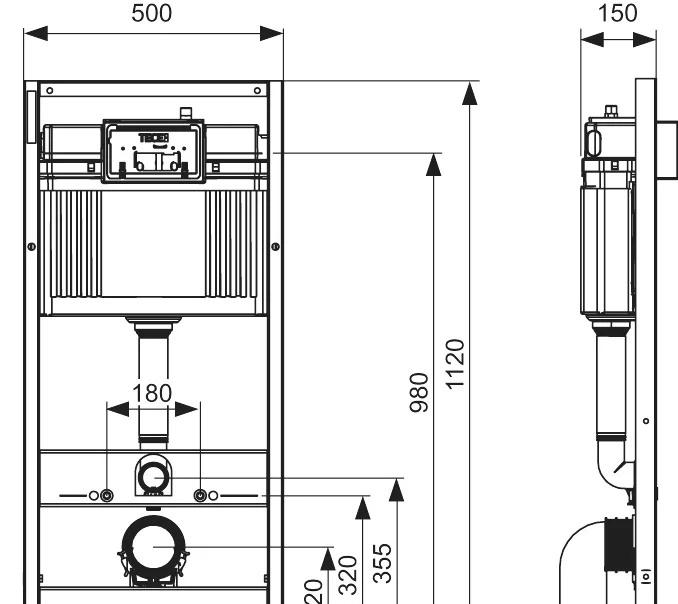 Tece без коллекции, Унитаз подвесной с инсталляцией и кнопкой, 967-W