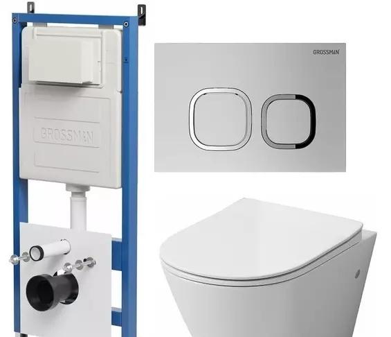 Grossman без коллекции, Унитаз подвесной с инсталляцией и кнопкой, 97.4411S.02.110