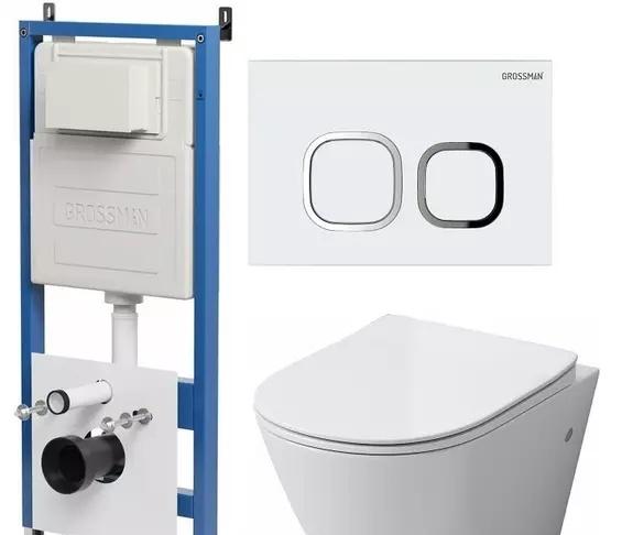 Grossman без коллекции, Унитаз подвесной с инсталляцией и кнопкой, 97.4411S.02.000