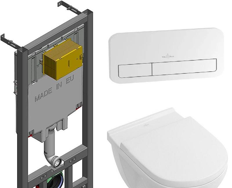 Villeroy&Boch O.Novo, Унитаз подвесной с инсталляцией и кнопкой, IS90138.801900