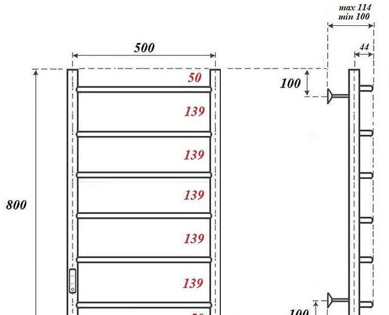 Полотенцесушитель электрический - Point, Афина, 11.4x53.2x80 см, PN04758W