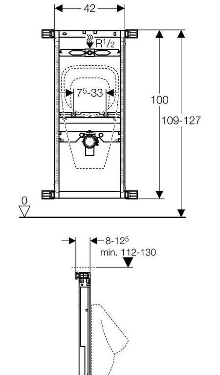 Инсталляция для писсуара - Geberit, Kombifix, 12x42x109 см, 457.686.00.1