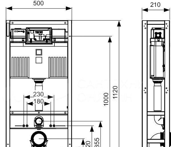Система инсталляции (комплект) - Tece, Teceprofil, 21x50x130 см, 9500393
