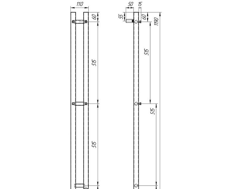 Полотенцесушитель электрический - Point, Гермес, 4.5x11x119 см, PN13812B