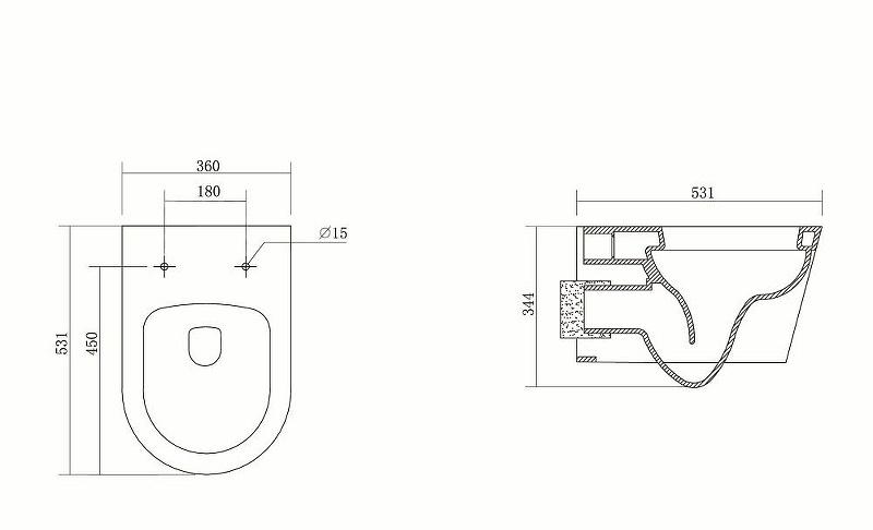 Aquatek Бетта, Унитаз подвесной, AQ1253W-00
