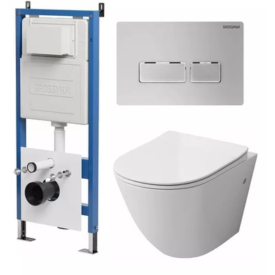 Grossman без коллекции, Унитаз подвесной с инсталляцией и кнопкой, 97.4411S.03.110