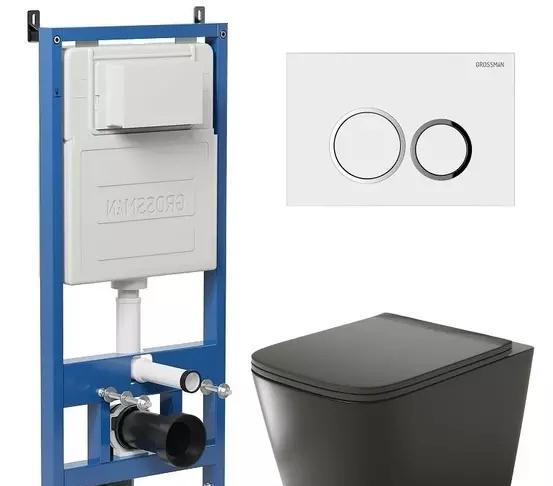 Grossman без коллекции, Унитаз подвесной с инсталляцией и кнопкой, 97.4441BMS.01.000