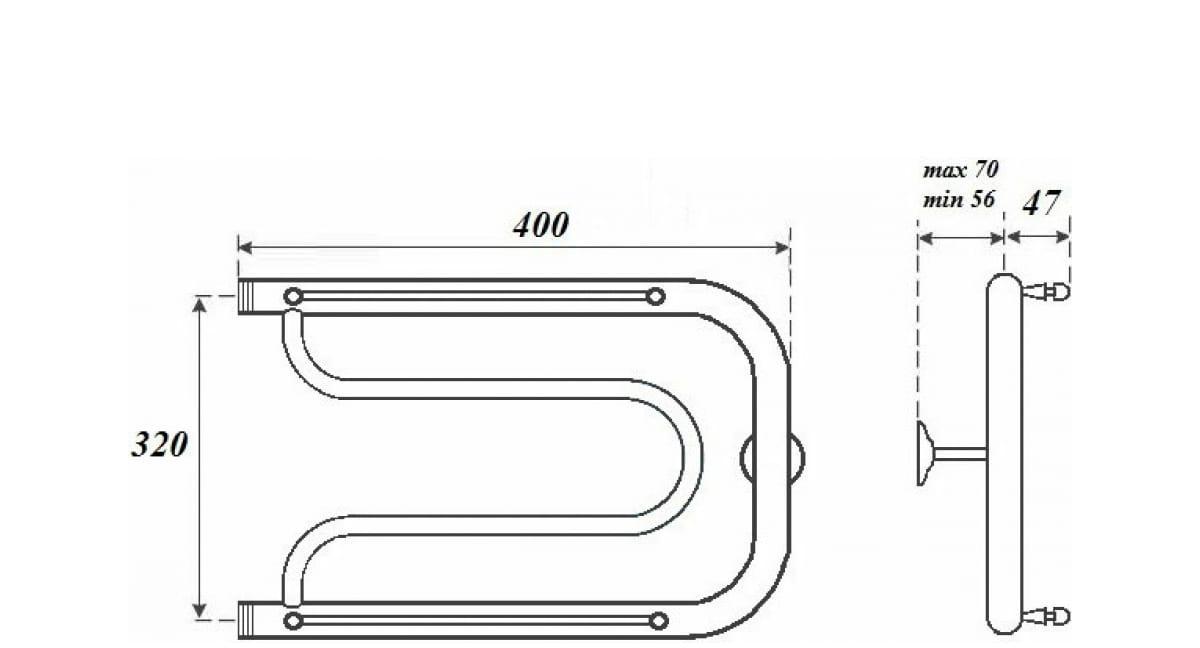 Полотенцесушитель водяной - Point, Фокстрот, 11.4x32x40 см, PN21334P