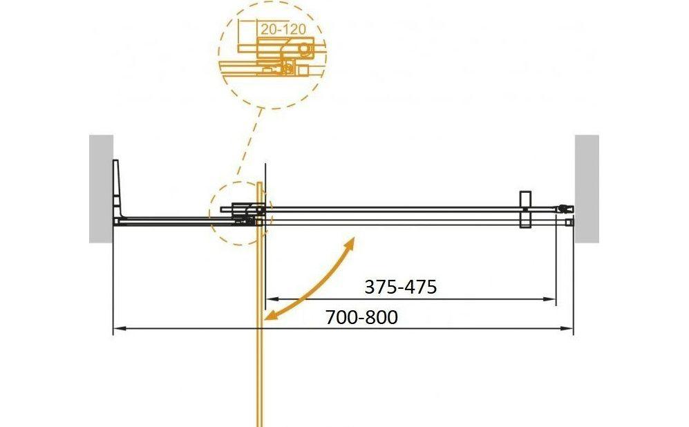 Душевая дверь - Cezares, Slider B1, 70x195 см, SLIDER-B-1-70/80-GRIGIO-Cr