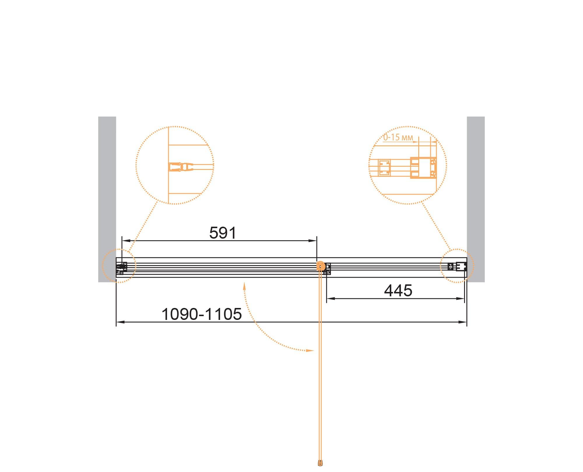 Душевая дверь - Cezares, Urban, 110x195 см, URBAN-B-12-110-C-CR