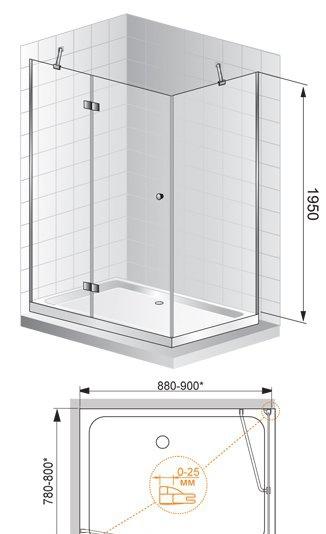 Душевой уголок - Cezares, Verona, 90x100x195 см, VERONA-AH-1-90/100-C-Cr / VERONA-W-AH-1-90/100-C-Cr