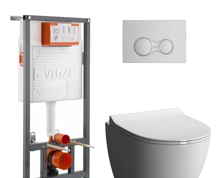 Vitra Sento, Унитаз подвесной с инсталляцией и кнопкой, 9830B003-7207