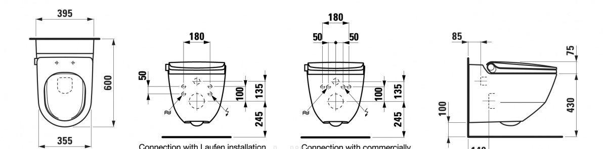 Laufen Riva, Унитаз подвесной, 8.2069.1.400.000.1 / 8.2069.8.400.000.1
