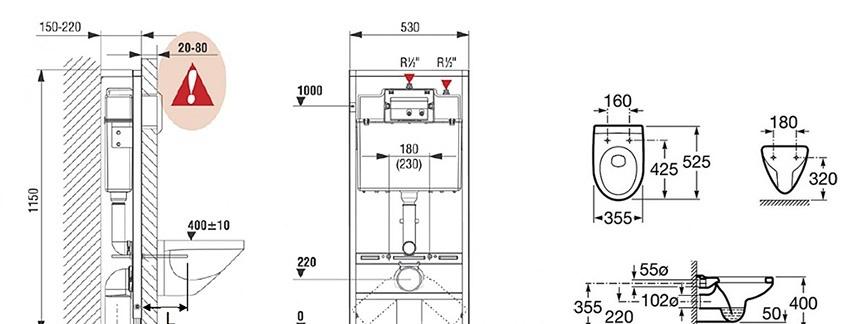 Roca Victoria, Унитаз подвесной с инсталляцией и кнопкой, 893100000