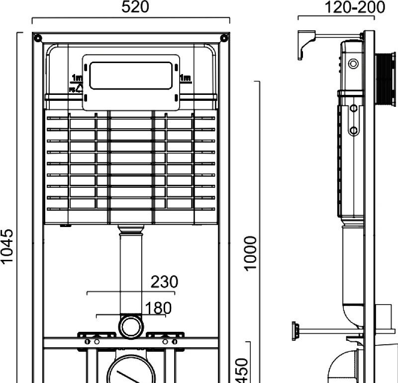 Bocchi Venezia, Унитаз подвесной с инсталляцией и кнопкой, CLA100B1/SOSK