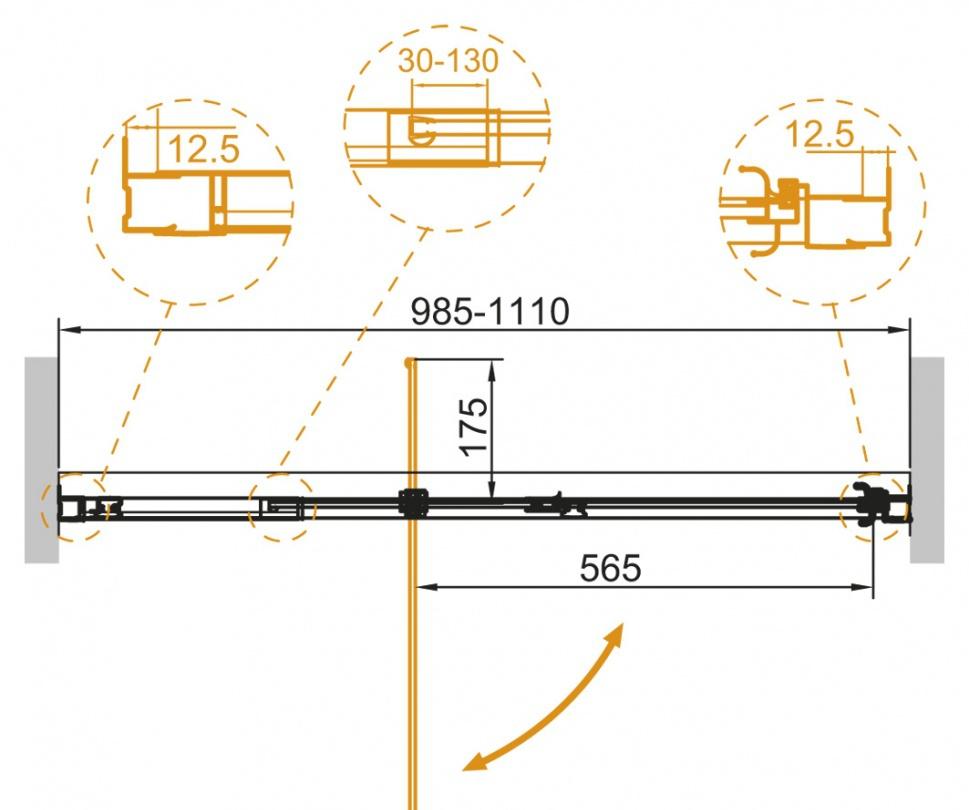 Душевая дверь - Cezares, Variante, 110x195 см, VARIANTE-B-1-110/120-C-Cr