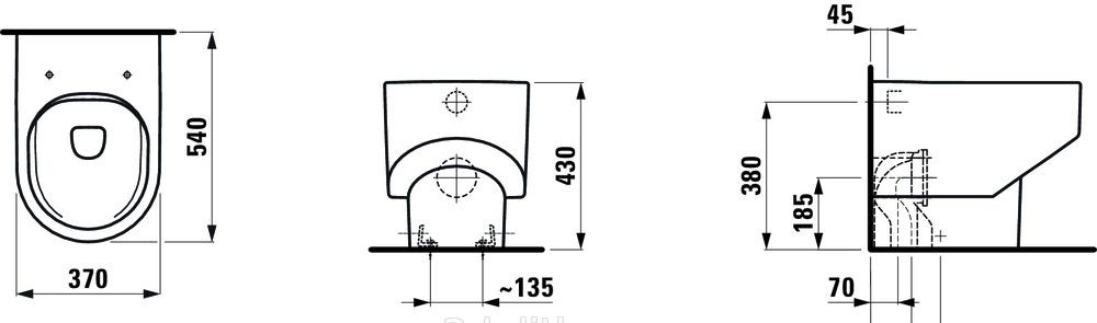 Laufen Sonar, Унитаз приставной, 8.2334.1.757.000.1