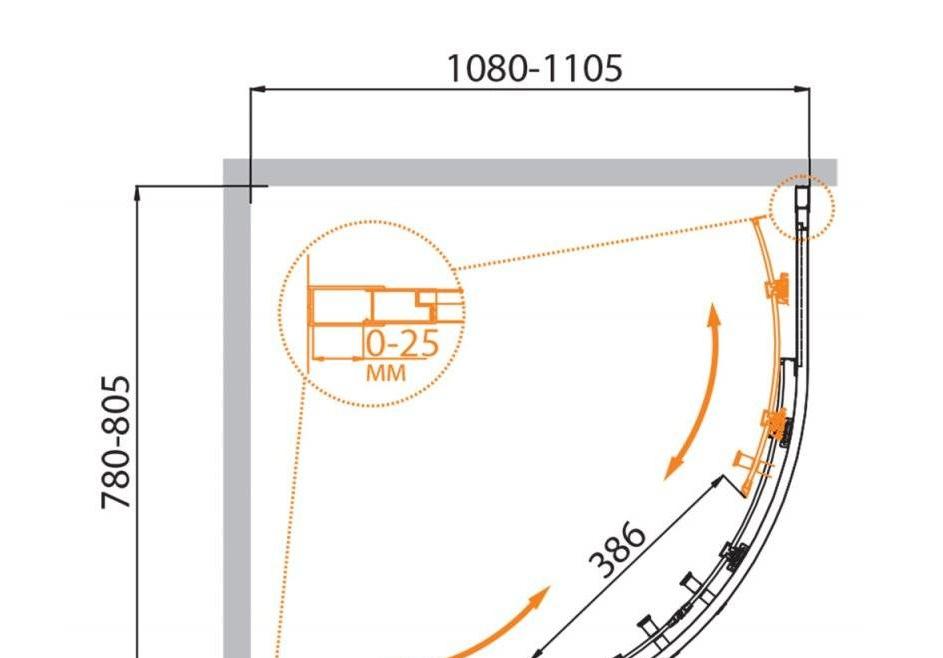 Душевой уголок - Cezares, Molveno, 80x110x195 см, MOLVENO-RH-2-110/80-C-Cr-IV