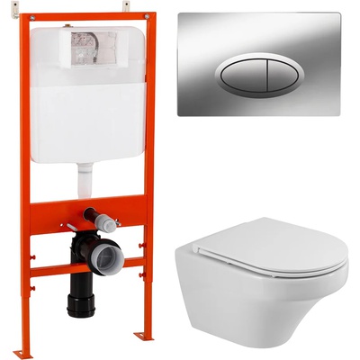 Cezares Duet, Унитаз подвесной с инсталляцией и кнопкой, CZR-2462-TH-TOR/CZR-870-SC/BB026/BB051CR