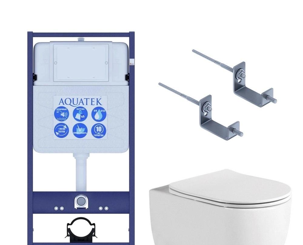 Aquatek Европа, Унитаз подвесной с инсталляцией и кнопкой, Set AQUATEK ЕВРОПА New-KKI2