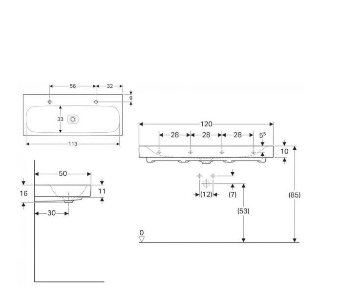 Geberit Citterio, Раковина, 500.553.01.1