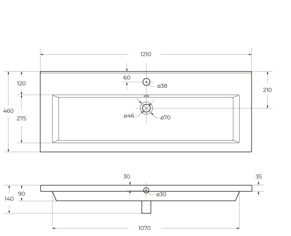 Cezares Plane, Раковина, CZR-8070-120