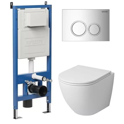 Grossman без коллекции, Унитаз подвесной с инсталляцией и кнопкой, 97.4455MS.01.100