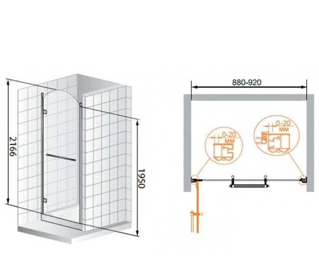 Душевая дверь - Cezares, Retro, 90x195 см, RETRO-B-1-90-CP-Cr-L / RETRO-A-B-1-90-CP-Cr-L