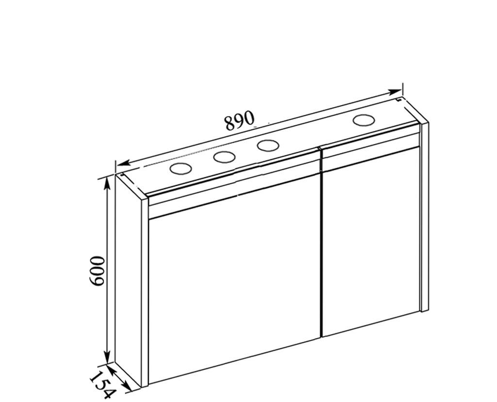 Aquanet Лайн, Шкаф-зеркало, LU-LED010*60-b-Os / KN-LU-LED010*60-b-Os
