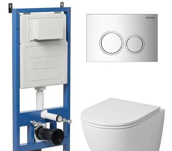 Grossman без коллекции, Унитаз подвесной с инсталляцией и кнопкой, 97.4455MS.01.100