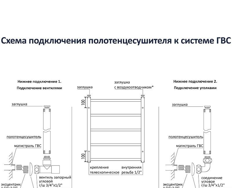 Полотенцесушитель водяной - Aquatek, Вега, 9x53x60 см, AQ DR0760BL / DR0760BL