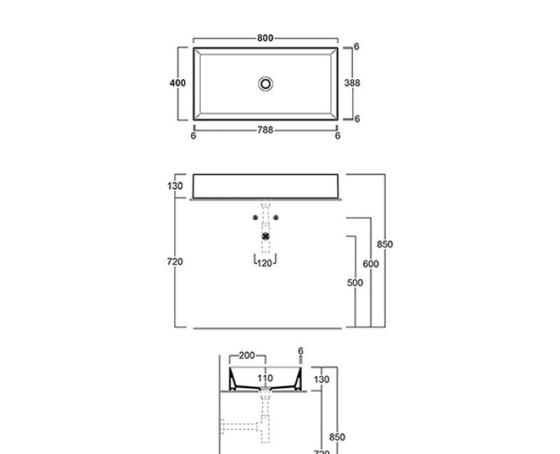 Раковина - Simas, Agile, 40x80x13 см, 122100000 / 122100000KERAMAG