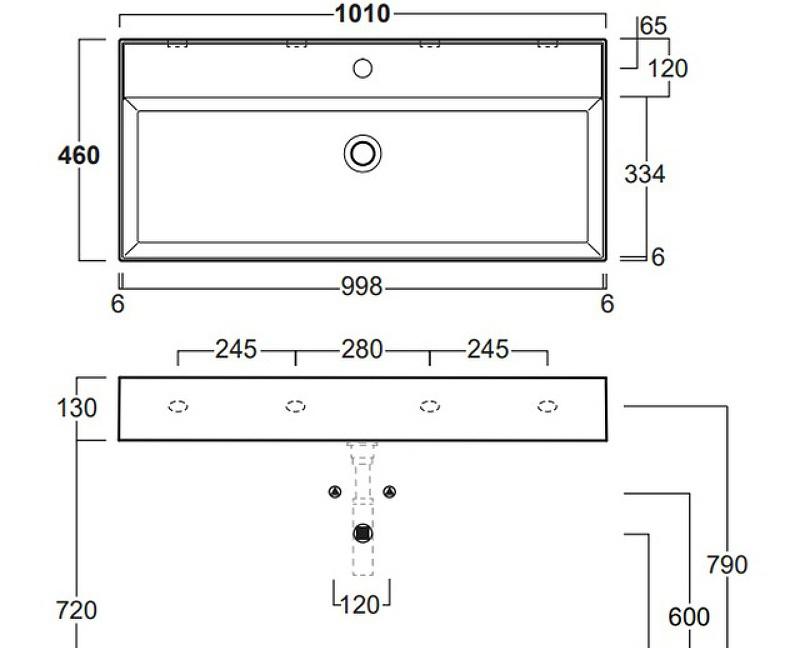 Раковина - Simas, Agile, 46x101x13 см, UM-STR60/1-w / S-UM-STR60/1-w