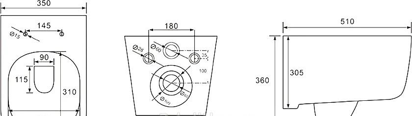 Aquatek Лугано, Унитаз подвесной, AQ2002-00