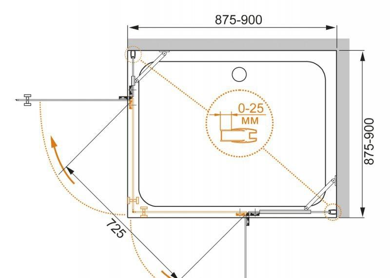 Душевой уголок - Cezares, Crystal-S, 0.8x90x195 см, CRYSTAL-S-A-2-90-C-Cr